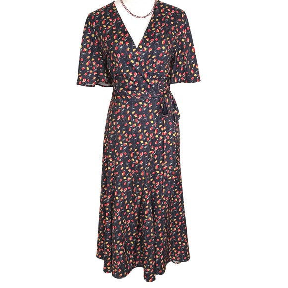 Anthropologie Dresses & Skirts - Anthropologie Hutch Floral Kiera Wrap Dress Maxi V-Neck Flutter Sleeve XL Tulips